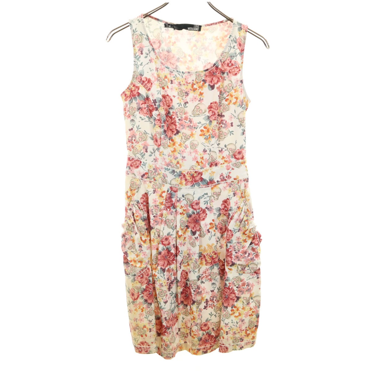 LOVEMOSCHINO ラブモスキーノ 総柄 ノースリーブ 膝丈ワンピース USA2 レディース 古着