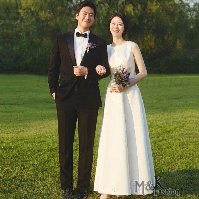 二次会 花嫁 白 ワンピース ウエディングドレスマキシ丈 結婚式 ドレス お呼ばれ シンプル フォー