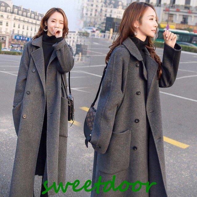 超ロングコート レディース ロングコート レディース 冬 チェスターコート レディース グレー ロング丈 ルーズ グレー 大人 シンプル