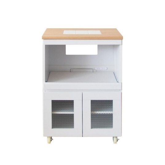 キッチンラック キッチンワゴン キッチンボード センプリチェ 幅60cm 宮武 KC-205-K コンパクト 省スペース かわいい 収納 大容量 スライドレール 開き戸 タイル