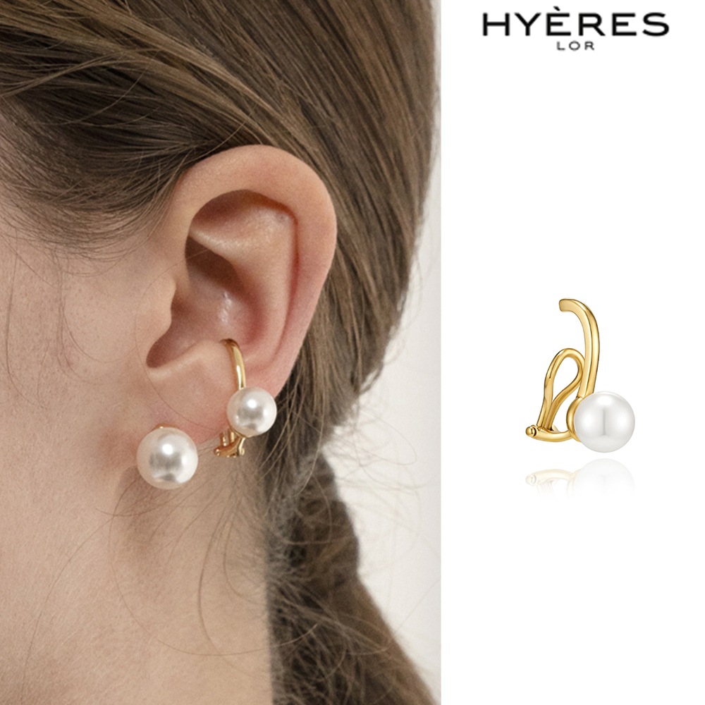 [HYERES LOR] Colombe dOr Silver Yellow Pearl Ear Clipイヤリング