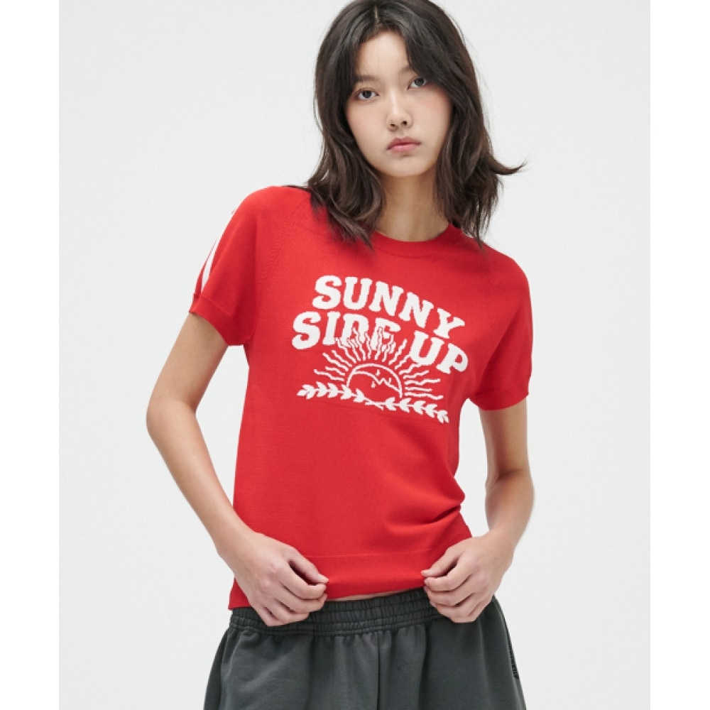 TAKEASY (レディース) ラインハーフニット (ストロベリー)