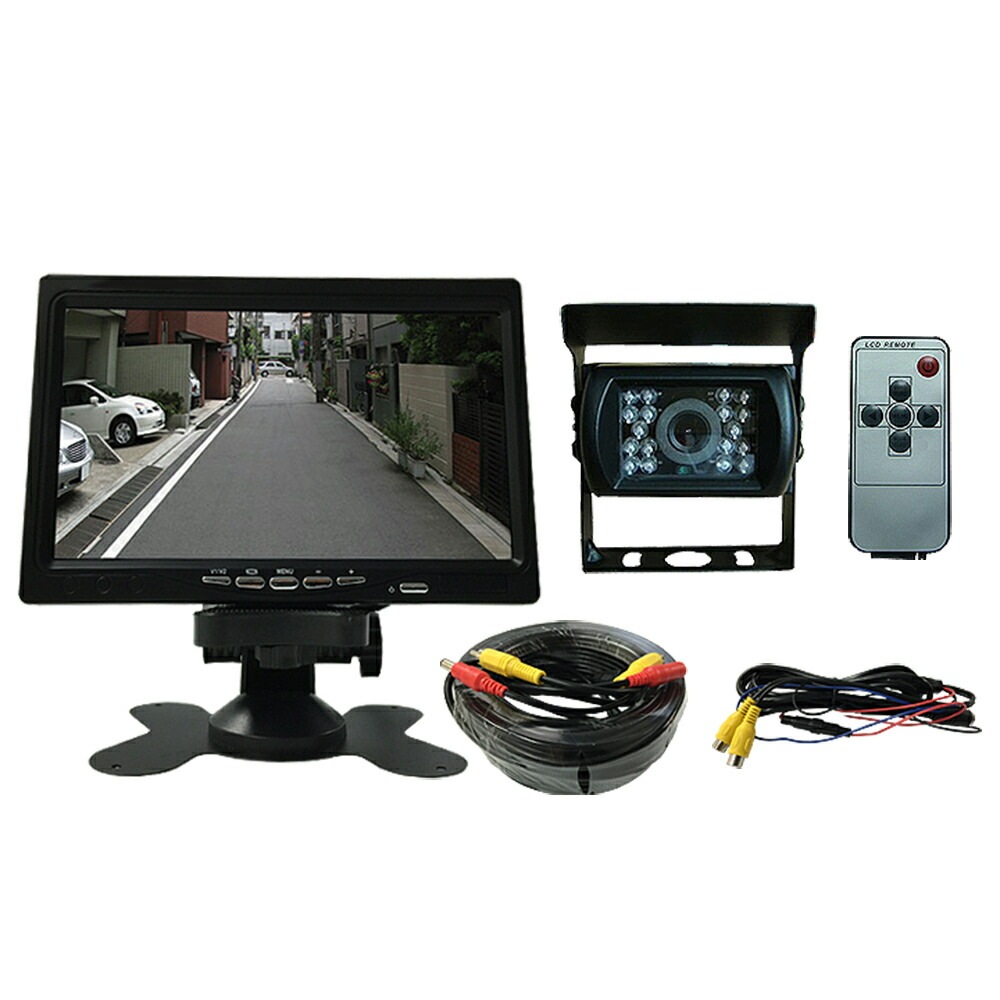豪華セット！7インチモニター＋バックLEDカメラ＋20Mケーブル 7インチTFT液晶モニター 18LEDバックカメラ OMT70SET
