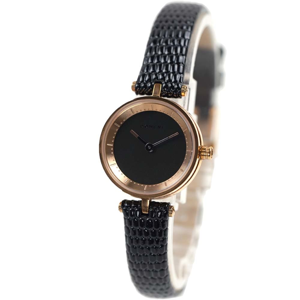 ドメニ コー 腕時計 レディース マイクロシグニチャー レザー ブラック×ローズゴールド Domeni Co RGLW01