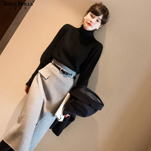 プリーツスカート 韓国ファッション スカート ラシャ スカート 新作 百掛け L 代 30代 着痩せ タイトスカート A字スカート セミロング