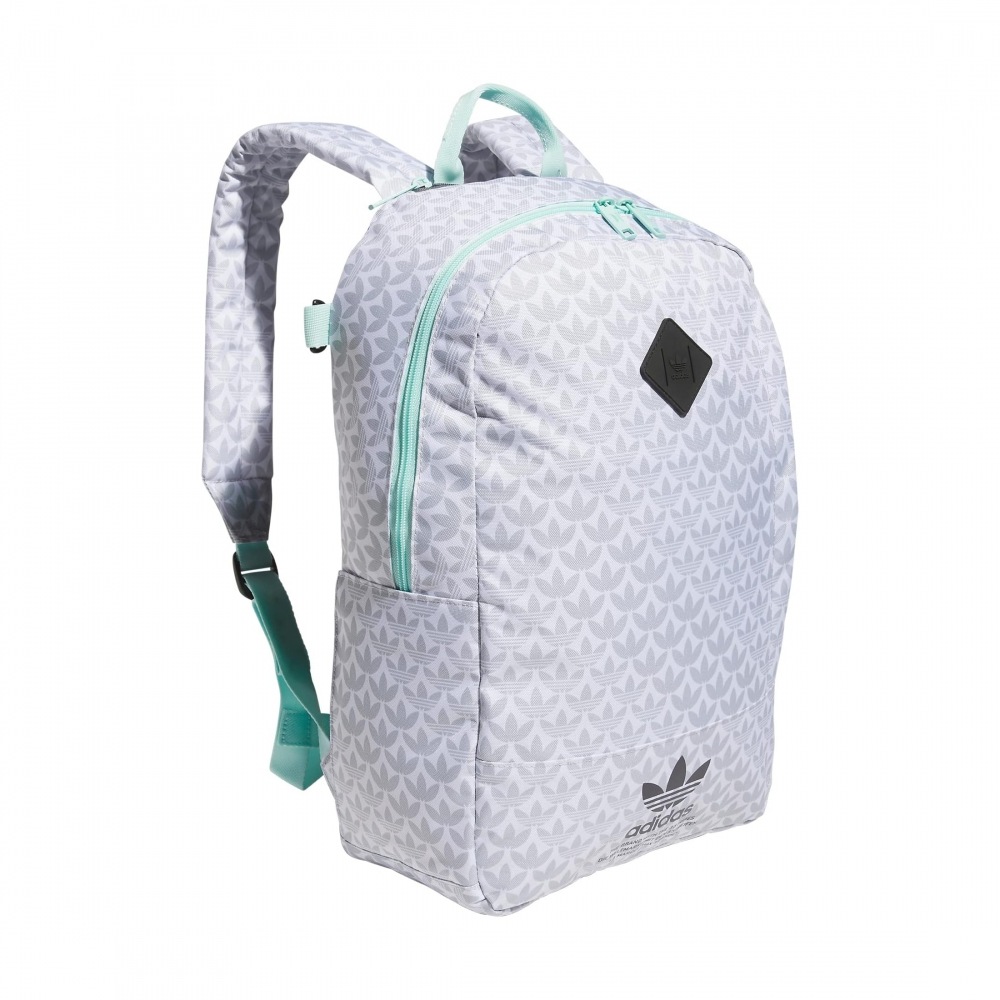 アディダスグラフィックバックパックモノグラムオールオーバープリント/ホワイト/カーボングレー/セミフラッシュアクアブルー
