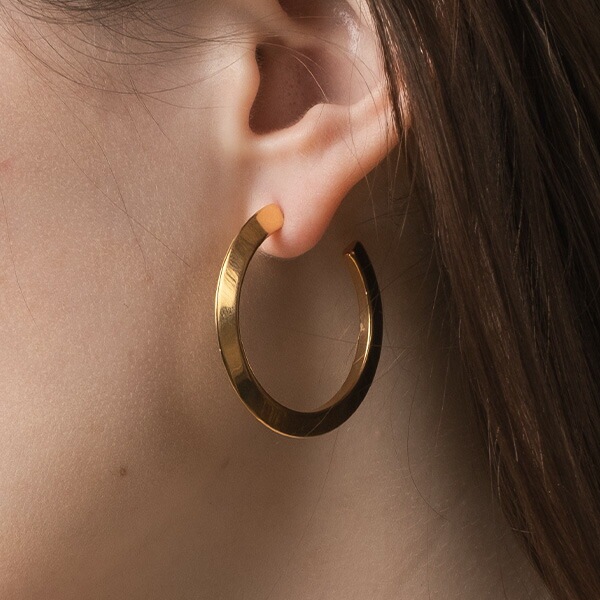 エッジデザイン フープ ピアス L イエローゴールド 金アレ ステンレス サージカルステンレス