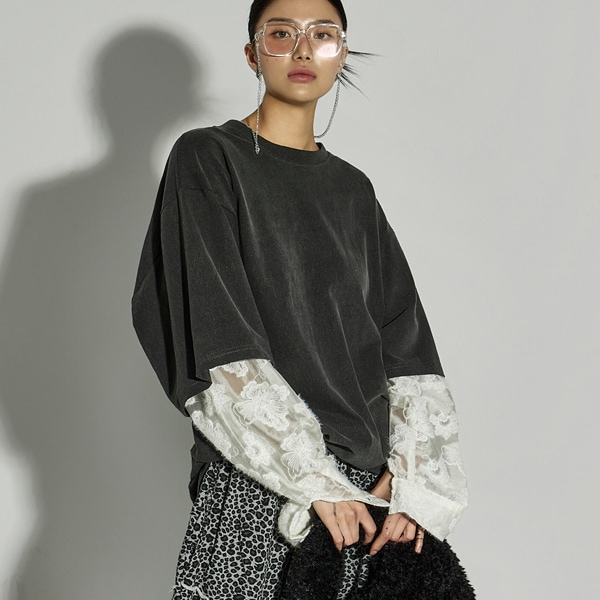 E4016 レース レイヤード トップ