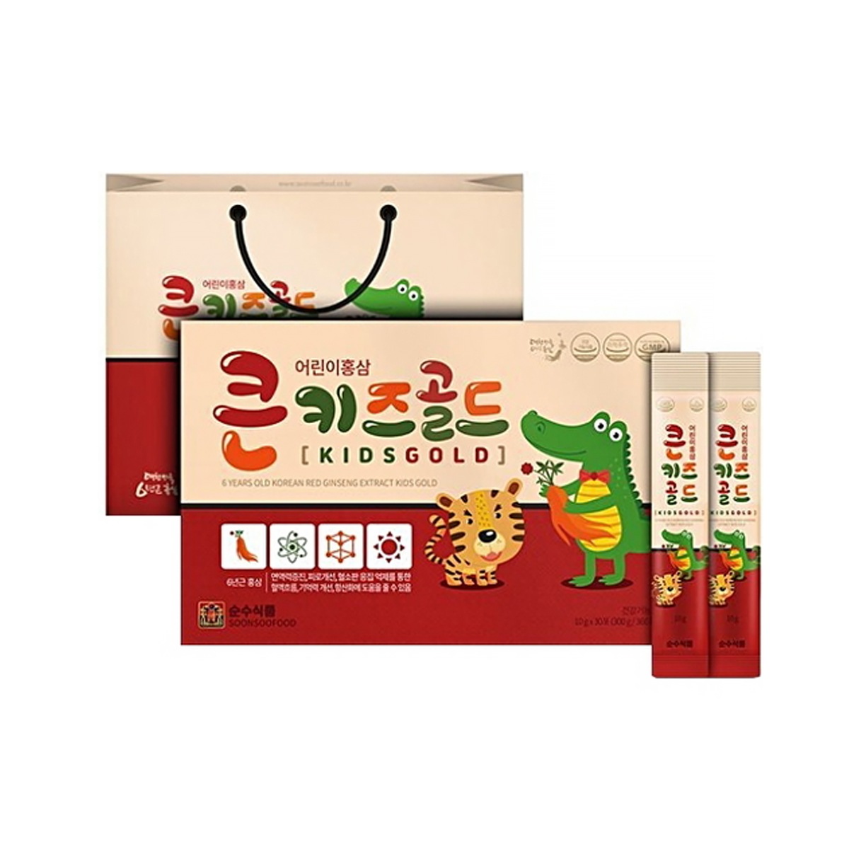 [純粋な食品] 6年根 高麗人参 キッズ ゴールド スティック （10ml x 30EA）x2Box 韓国の子供紅参 栄養補助食品