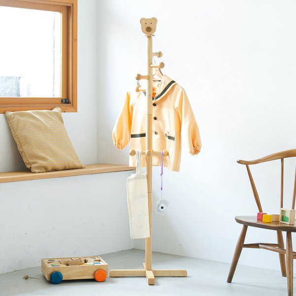 (6個セット)キッズハンガー くま(ナチュラル) コートハンガー ポールハンガー 入学 入園 北欧風 収納 制服 キッズ 子供 木製 ナチュラル 韓国インテリア NK...