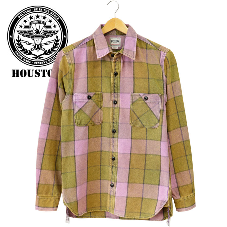 HOUSTON ヒューストン チェック ネルシャツ VINTAGE WASH チェックシャツ チェック柄 長袖 メンズ アメカジ チェック ブロックチェック 40959 40959-PU