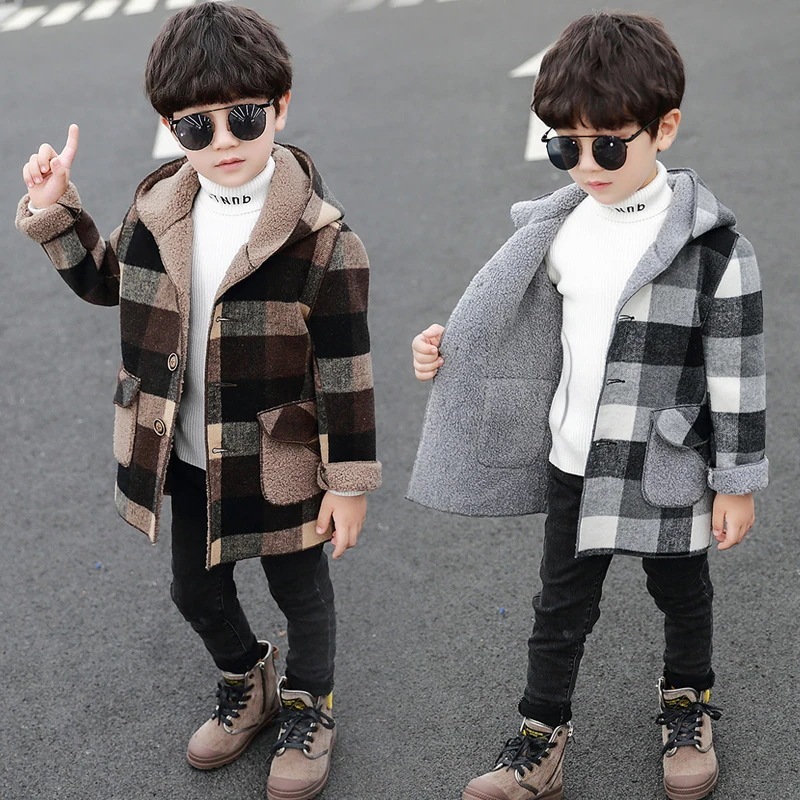 万能流行感 ピーコート　Pコート キッズコート フード付き　ミドル丈 　ラシャコート　男の子 子供服　ジュニア　アウター　ジャケット　キッズ　中綿コート 防寒8231