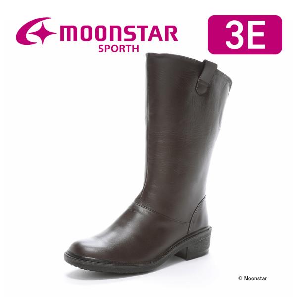 ムーンスター 日本製 本革 撥水 防滑 レディース ロングブーツ ウィンター シューズ 靴 スポルス moonstar SP5221NSR チョコ [2024年秋冬新作] 9月未定日発売