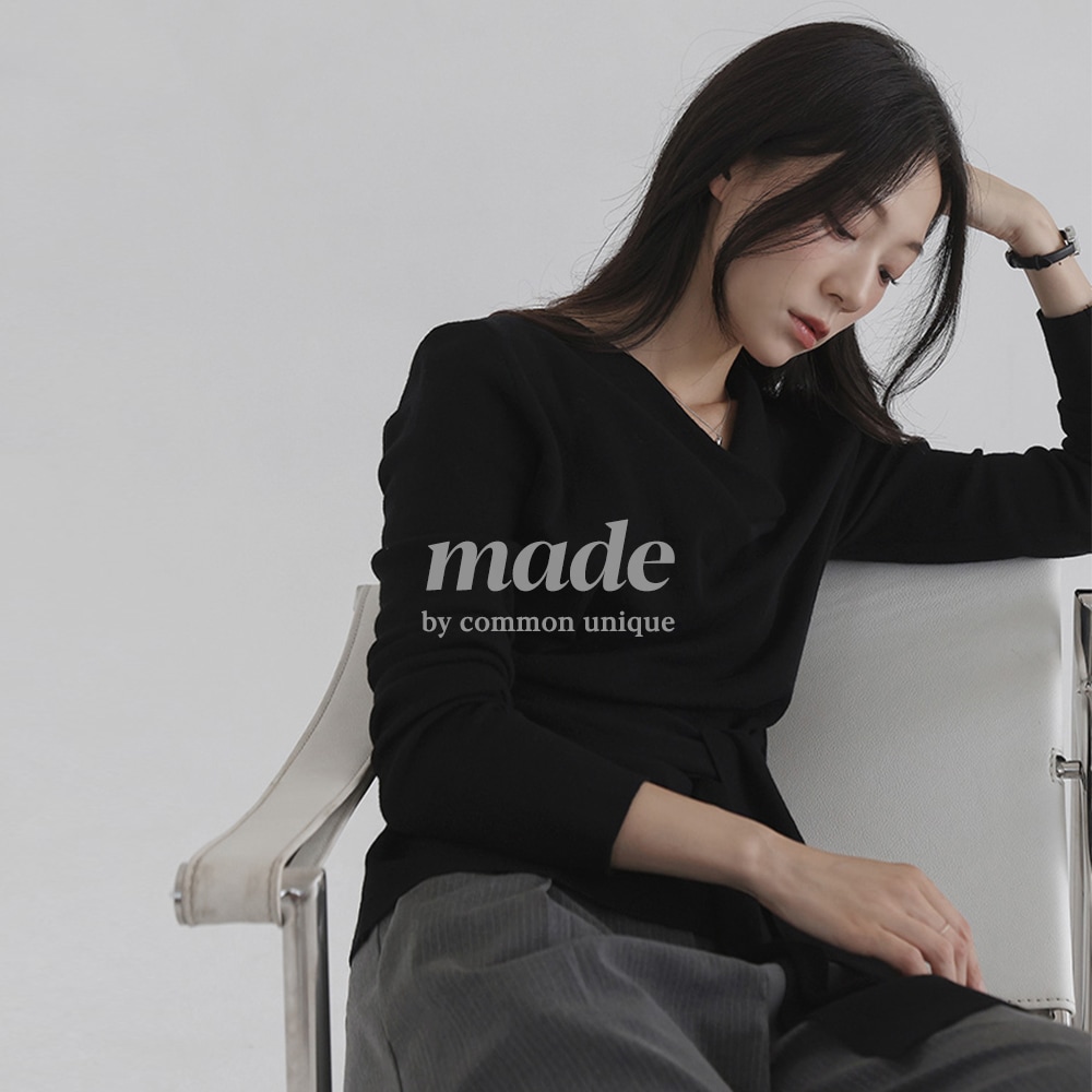 [MADE] マレンタウールドレープストラップニット