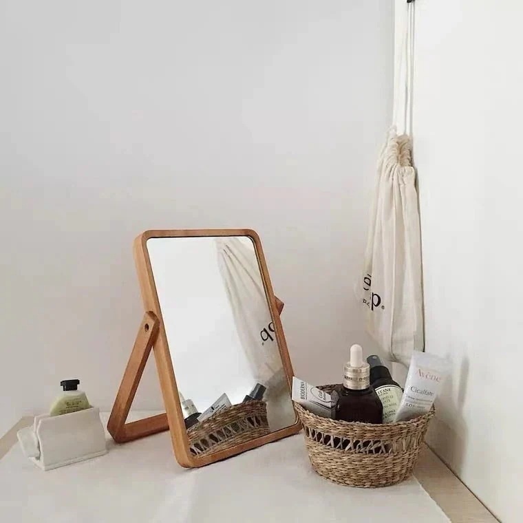 【20点セット】【急速出荷】ウッドミラー スタンドミラー 木製 収納ケース 収納ボックス ドレッサー コスメボックス　 　 　収納