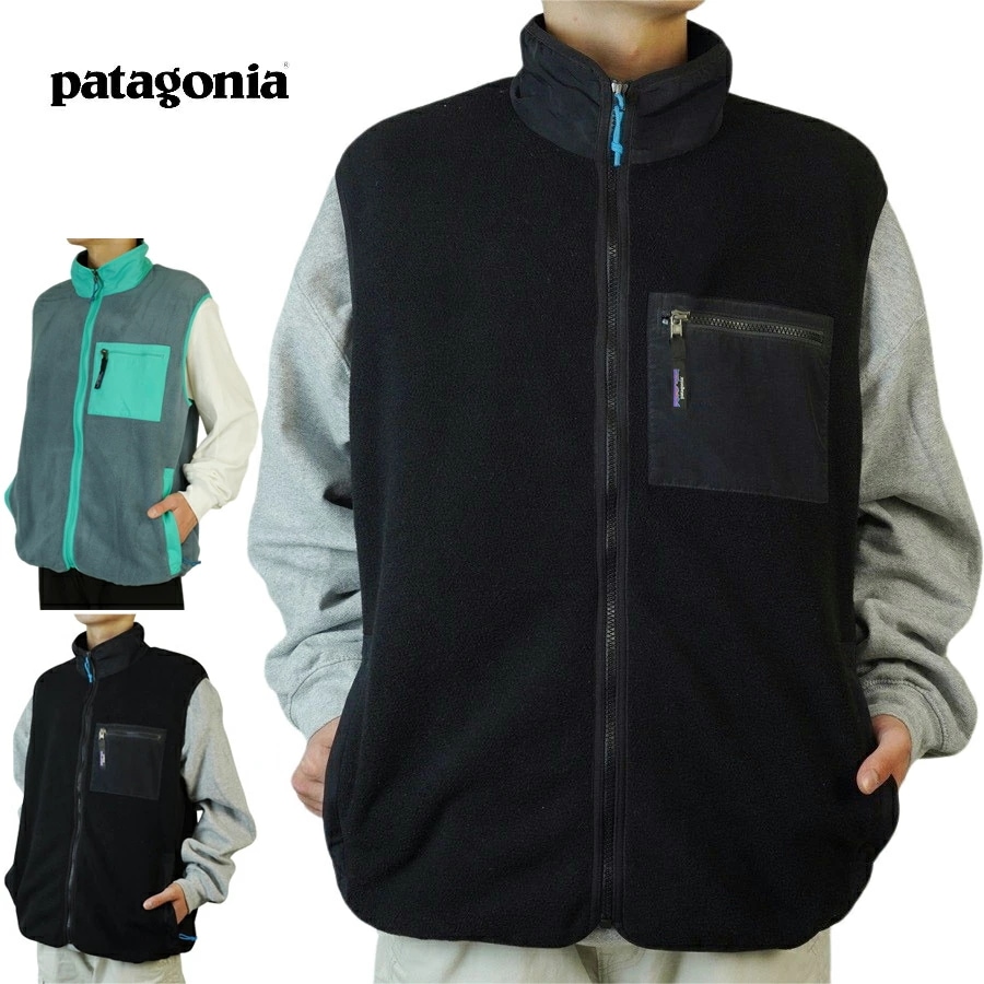パタゴニア PATAGONIAメンズ ベストMENS SYNCHILLA VESTメンズ シンチラ ベストブラック プルームグレーフリース ボア ファー