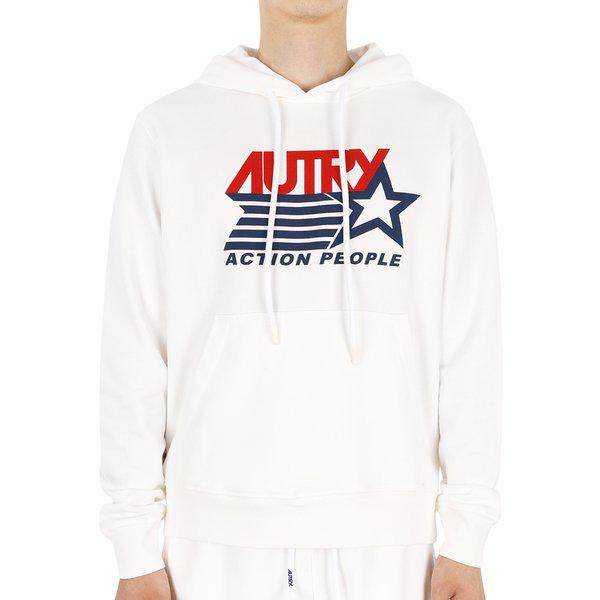 オートリー23SS男性アイコニックロゴフード付きスウェットシャツ（ホワイト）HOIM 2361