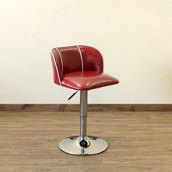 カウンターチェア バーチェア バースツール ハイチェア クロムメッキ レッド 高さ調節 椅子 チェア いす イス 座面高42-57cm 7,814円