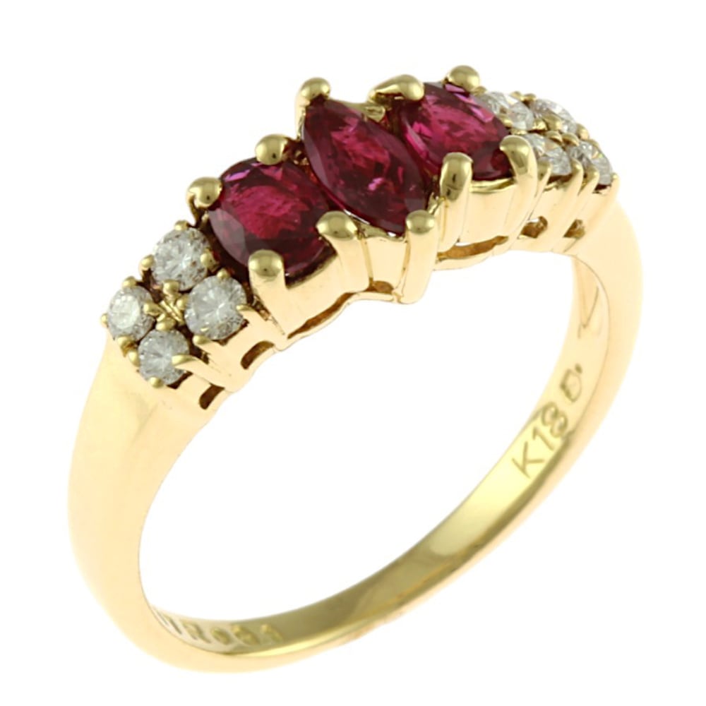 ミキモト リング 指輪 9.5号 18金 K18イエローゴールド ルビー MIKIMOTO 中古 美品