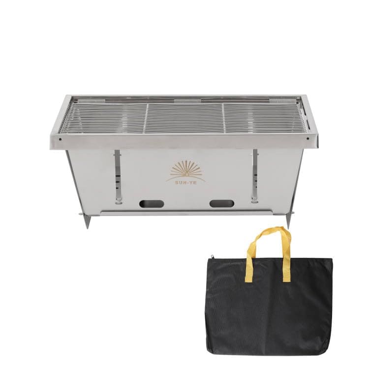 SUN-YE 折り畳みコンロ バーベキュー コンロ ＢＢＱグリル 焚き火台 igtテーブル用 ステンレス製 瞬時に展開・収納 ステンレス鋼 1枚 収納袋付き