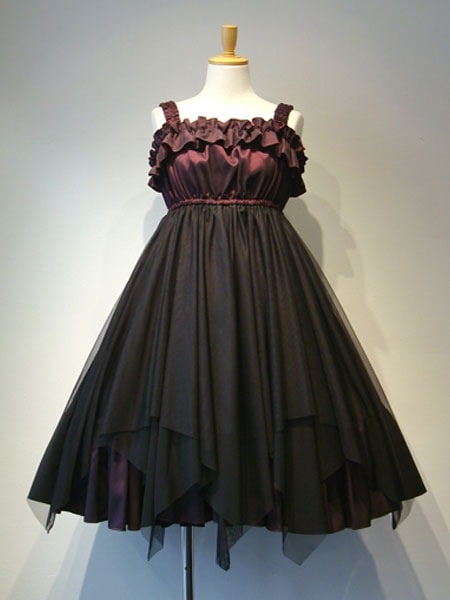 【短納期】ゴスロリ軍服ジャンパースカートミニサンドレスゴシックロリータJSKフリルプリーツ2トーンチュールブラックロリータジャンパースカート