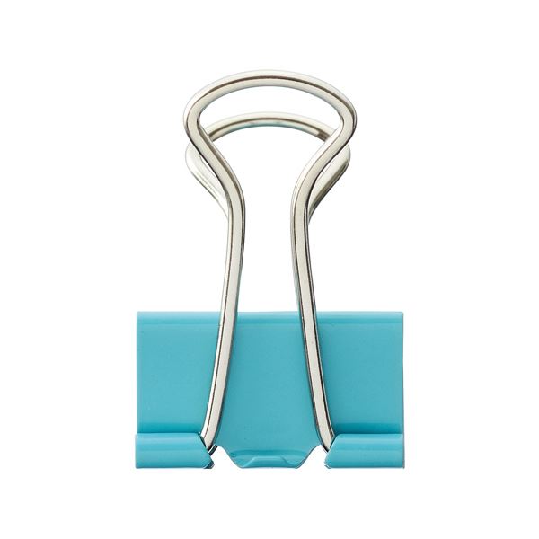 (まとめ) TANOSEE ダブルクリップ 中 口幅25mm ペールブルー 1箱（10個） (×100セット)