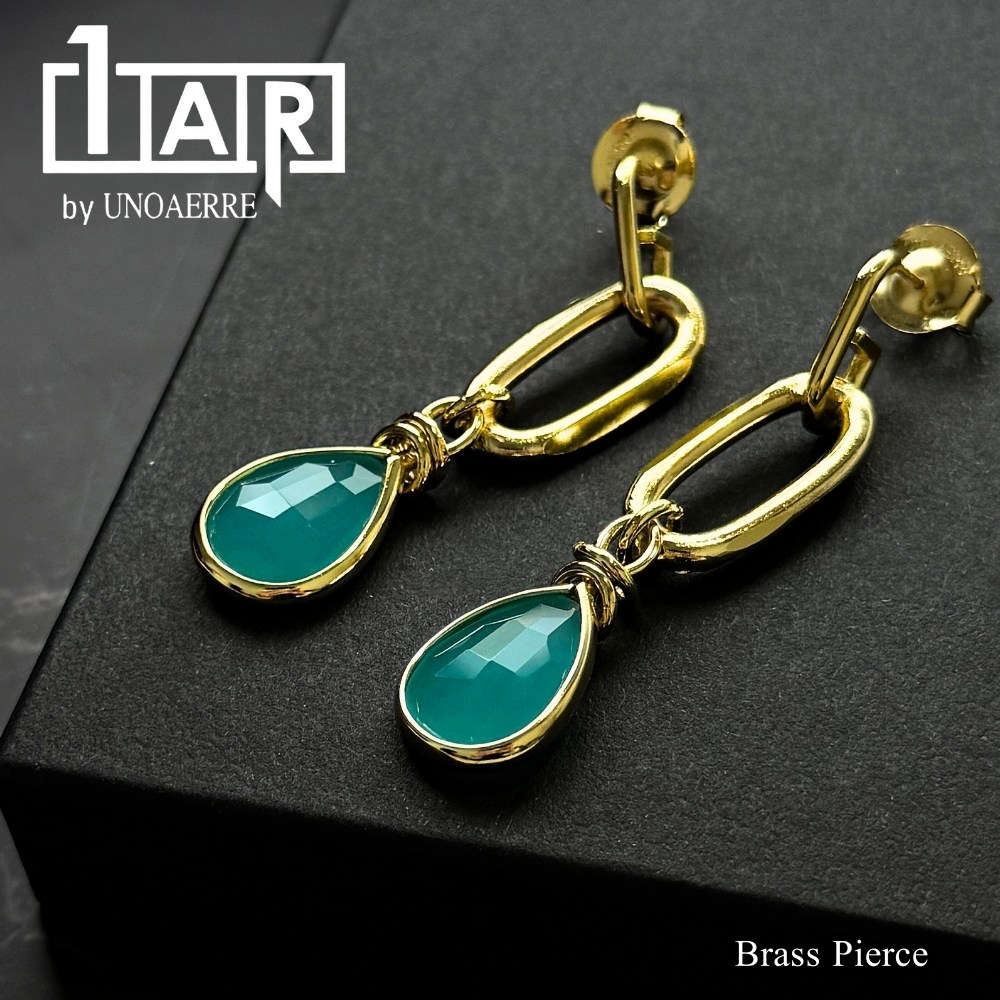 雑誌掲載 正規品 ショッパー付き 1AR ウノアエレ ピアス ゴールド ターコイズ ブルー ドロップ 両耳ピアス レディース UNOAERRE イタリアブランド おしゃれ プレゼント ギフト 女性 誕