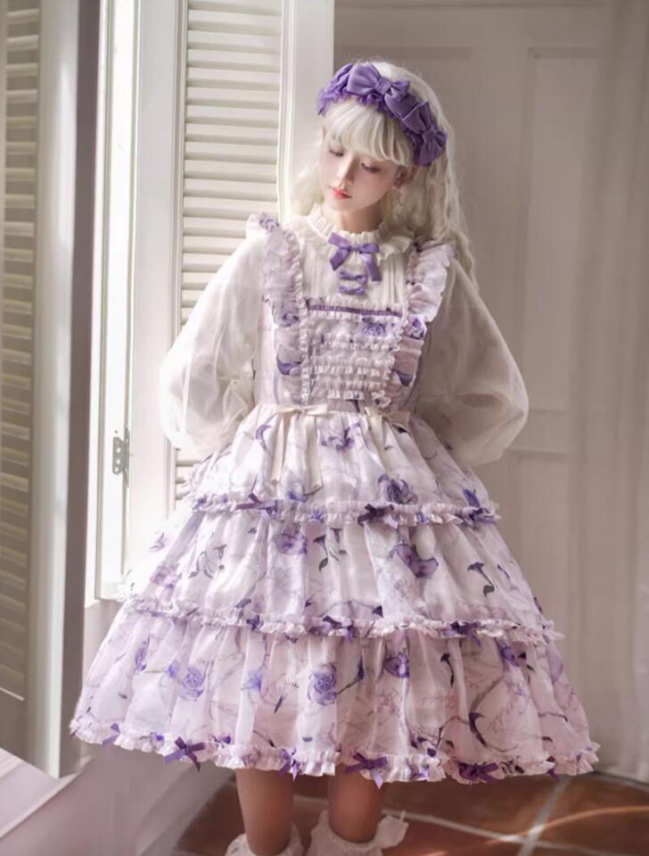 99【新作登場 最安値】 ロリータ ワンピース　花壁長袖 OP ゴスロリ コスプレ メイド服 コスチューム 文化祭 学園祭 衣装 仮装 ハロウィン おすすめ 可愛い 日常　写真　舞台　花嫁