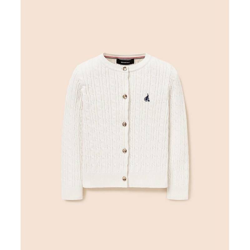 ビーンポールキッズ BEANPOLE KIDS 女の子用 クラシックケーブルカーディガン アイボリー (BI615AGE20) BI615AGE20 363196