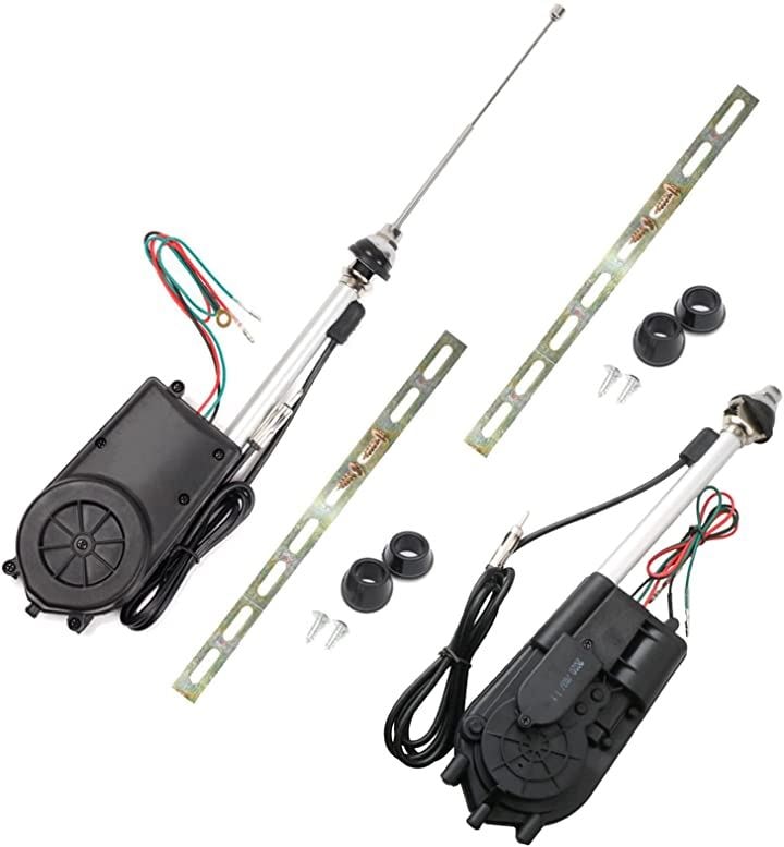 汎用 カー ラジオ FM AM 電動 自動 アンテナ 交換 キット セット 12V カスタム カスタマイズ パーツ オート 旧車 外車 国産車 防水 社外品 2個(ブラック, M)