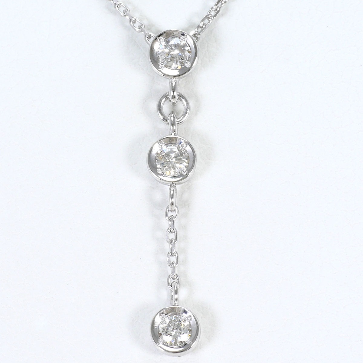 K18 18金 WG ホワイトゴールド ネックレス ダイヤモンド 0.20ct 総重量約2.4g 約40cm ジュエリー 中古