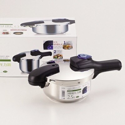 圧力鍋 片手鍋 IH対応 3層底 圧力切り替え式 2.5L 4合炊き パール金属