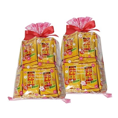 (地域限定送料無料) 2コセットカレー味最高！亀田のカレーせんミニ 1枚 55コ入り 花柄ラッピング