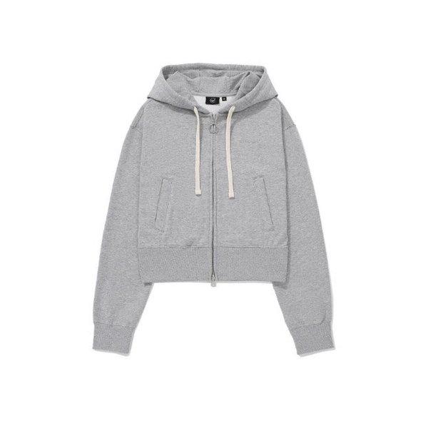 ウインドブレーカー CQK CO2403HZ70-MG ウーマン クロップ フーディ ジップアップ メランジ グレー