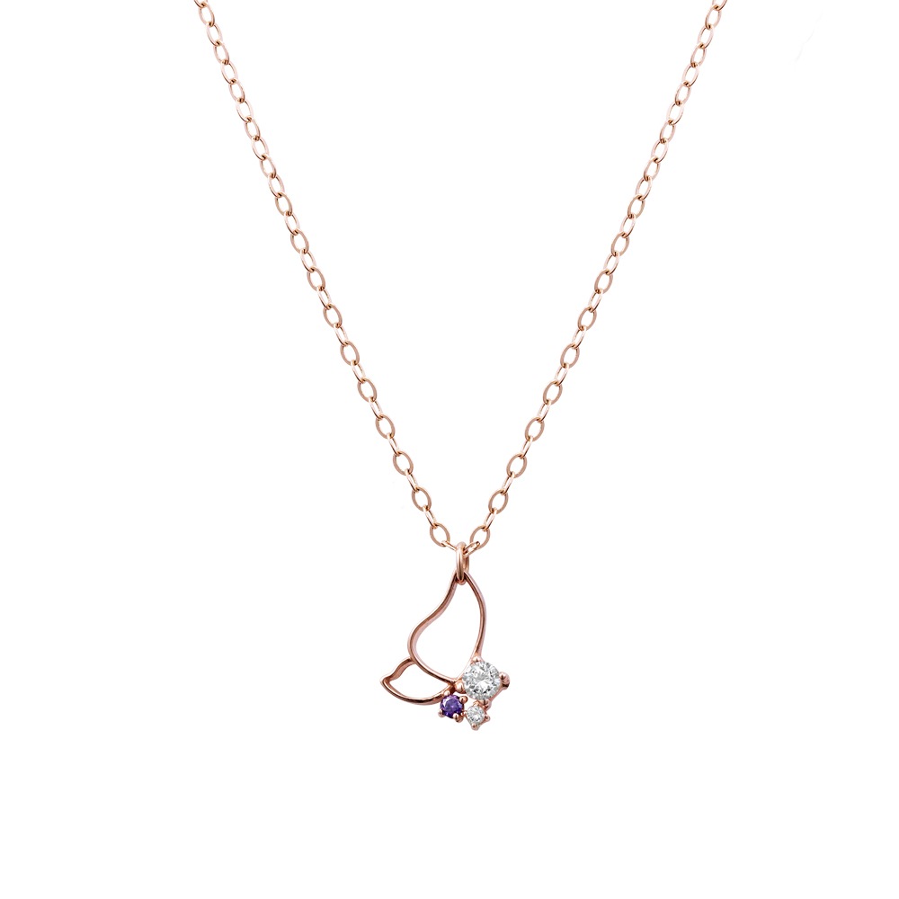 14K 18K ルブルーム トリプル蝶ネックレス
