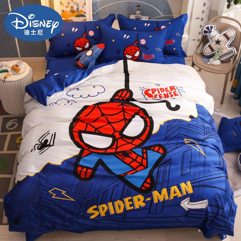 子供4点セット綿綿綿男の子スパイダーマンシーツ布団カバーアニメ1.2メートルベッド用品3点セット