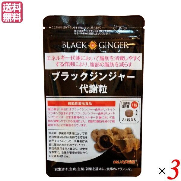 ブラックジンジャー代謝粒 31粒 ３袋セット 機能性表示食品 クラチャイダム 黒しょ