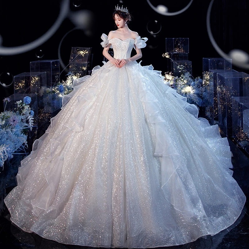 2024新作 高級感 気質 ワンピース 花嫁ロングドレス 結婚式ワンピース 結婚式 ドレス韓国ファッション ロングドレス ウェディングドレス 白 パーティードレスキャミワンピース