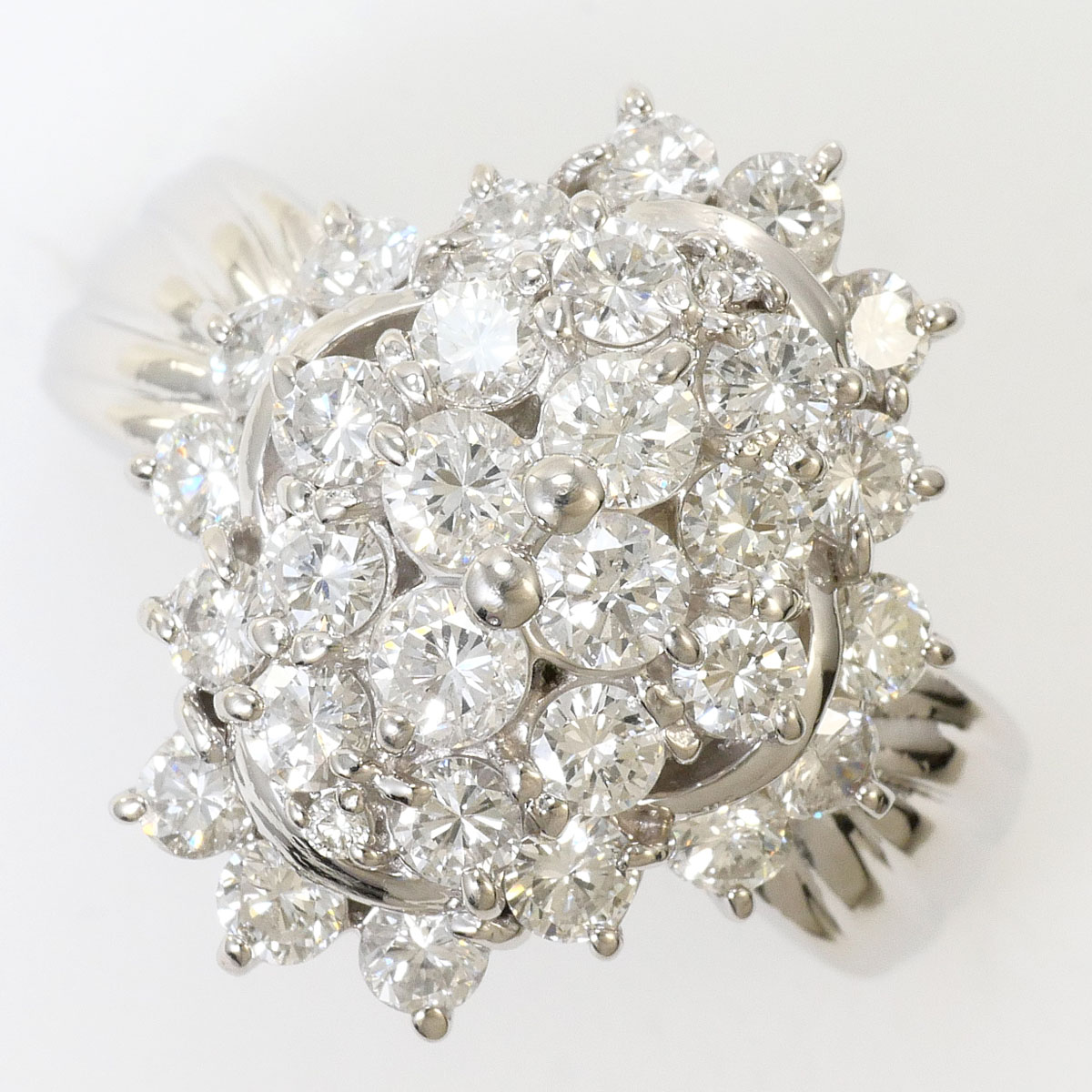 PT900 プラチナ リング・指輪 14.5号 ダイヤモンド 1.86 ct 鑑別書 総重量約11.9g 中古