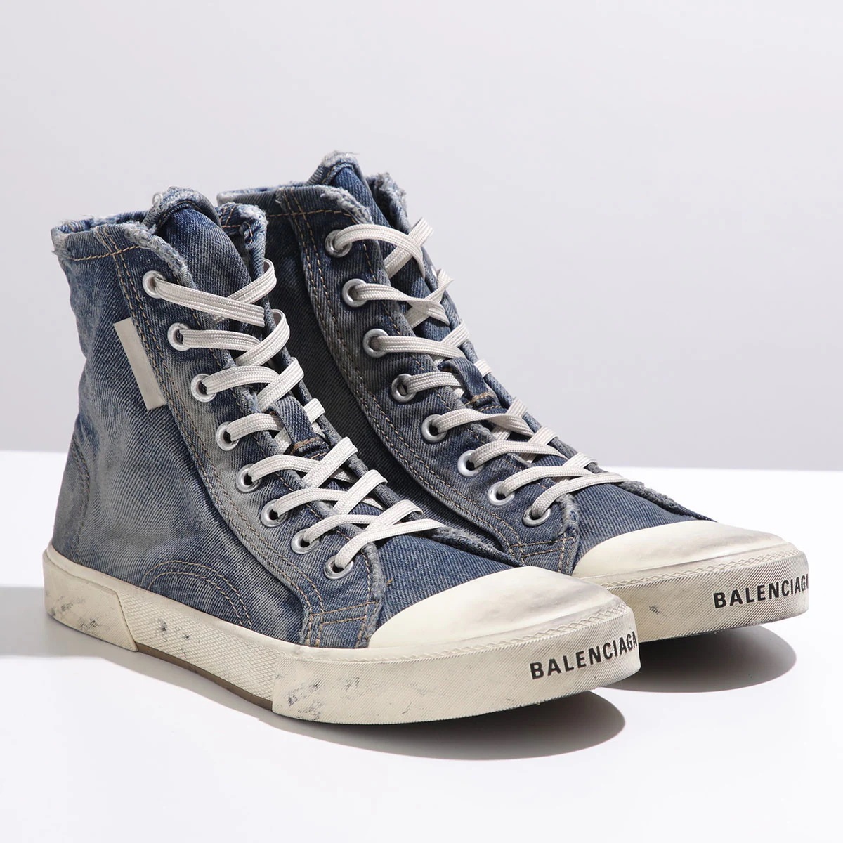 BALENCIAGA バレンシアガ スニーカー PARIS HIGH TOP 688752 W3RCL メンズ ハイカット デニム ユーズド加工 ロゴ シューズ 靴 4090/BLUE