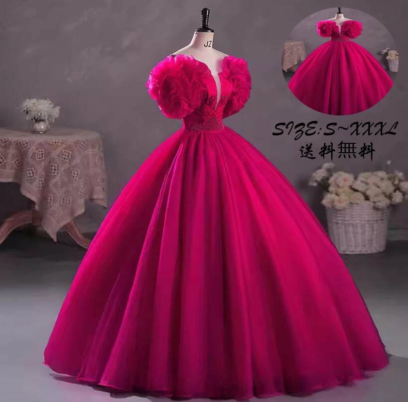 花嫁ドレス お姫様ドレス 撮影用のワンピース カラードレス 韓国風 ロングドレス 前撮り 同窓会 パーティードレス 高級感 セクシー イブニングドレス 発表会 スレンダー上品 エレガント 披露宴 お呼