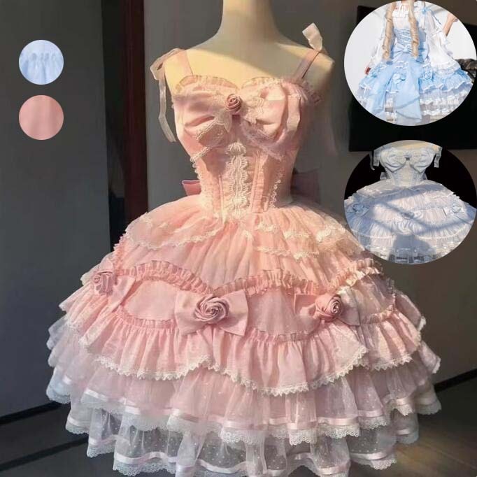 新作入荷 花嫁洋服 jskワンピース コスチューム 衣装 ロリータ風 演出服 Lolita ウエディングドレス 日系女子中高生 コスプレ ノースリーブ レディース 可愛い イベント衣装 切り替え風 ワ