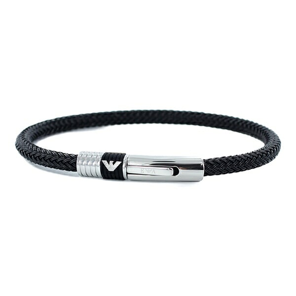 選べる2サイズ エンポリオアルマーニ メンズ レディース ジュエリー ファッション アクセサリー BRACELET ブレスレット シルバー ブラック ワイヤーロープ EGS1624001 誕生日プレゼ
