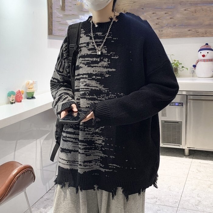 セーター トップス 柄 オシャレ キレイめ ダメージ カジュアル 通学 大人 秋 冬