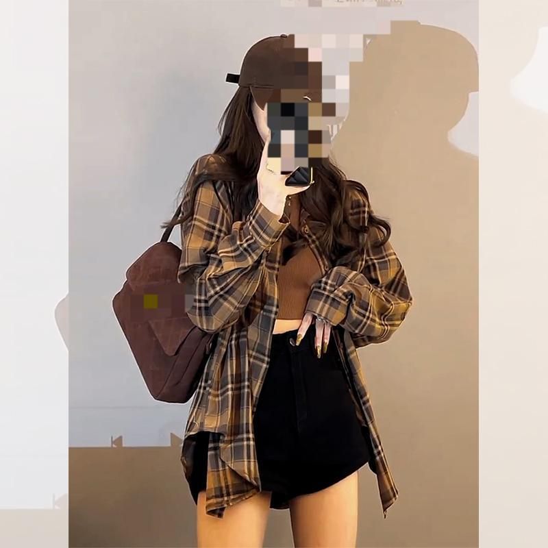 新発売!チェック スタイル スタイル 柄 ジャケット 春秋 ゆったり トップス カーディガン シャツ 24 フレンチスタイル 6,347円