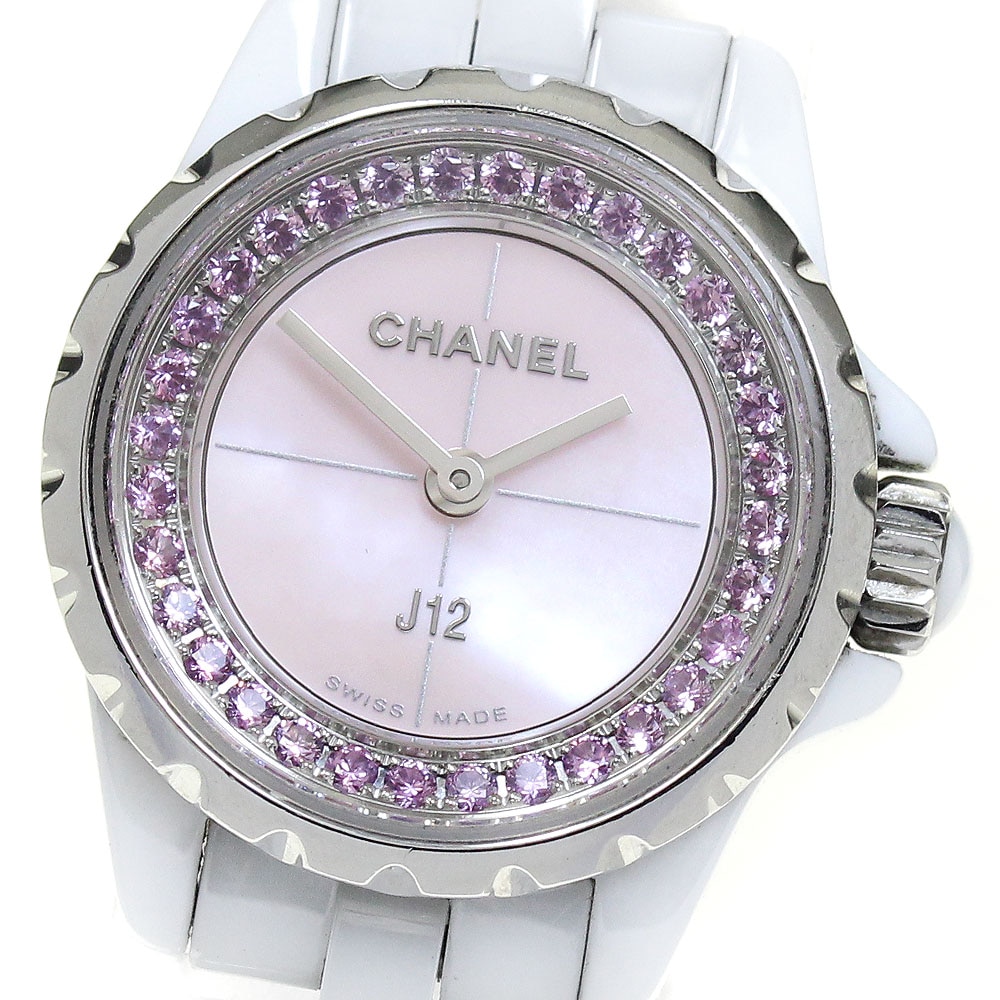 シャネル CHANEL H5512 J12 XS ピンクサファイア 白セラミック 1200本限定 クォーツ レディース 保証書付き_864850【中古】