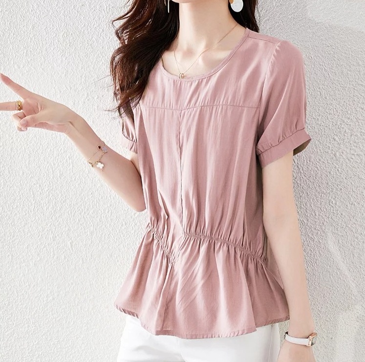 カジュアルトップス 春夏半袖トップス ロング丈トップス オールマッチトップス トップス Tシャツ シャツ カットソー プルオーバー ロング ロング丈 袖あり 半袖 5分袖 五分袖 Uネック