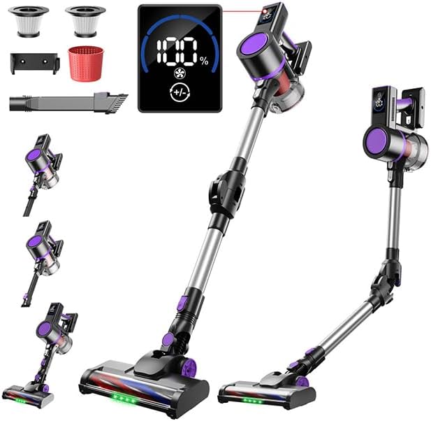 掃除機 コードレス 【2026業界初！曲がるスティック 75kPa超強力吸引&80分連続稼働】 サイクロン式 スティッククリーナー ハンディクリーナー グリーンLEDライト LCD液晶ディスプレイ