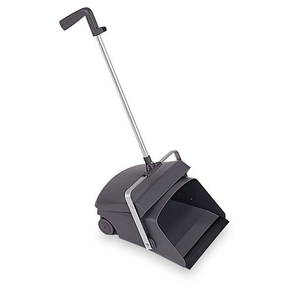 （まとめ） デカチリトリ/掃除用品 ダークグレー 1本柄 大容量 車輪付き 業務用 施設 店舗 3セット