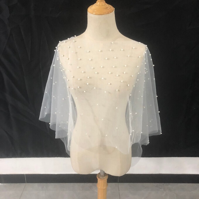 ウエディングドレス中に入れるボレロ ソフトチュールパール ホワイト 花嫁 9,743円